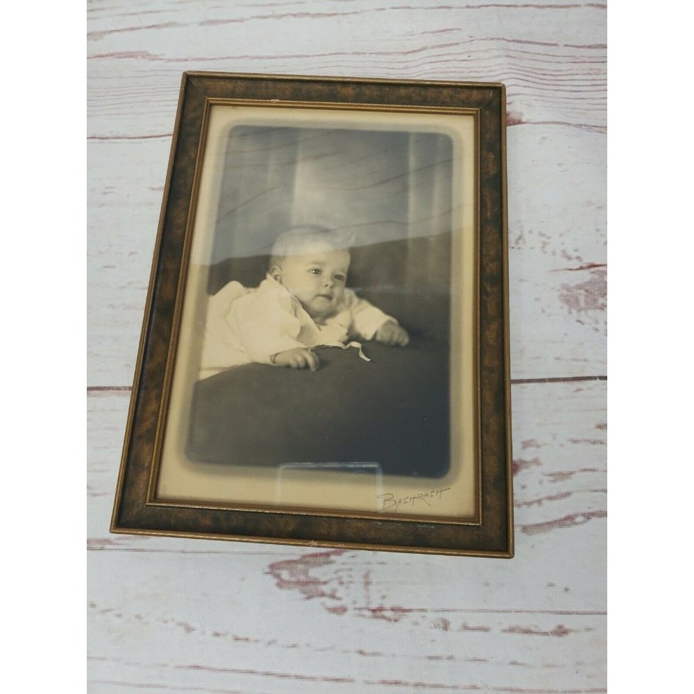 Vintage Black And White Bachrach Signed Brown Baby Photo